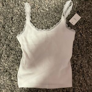 Hollister Lace White Tank Top Size: Medium